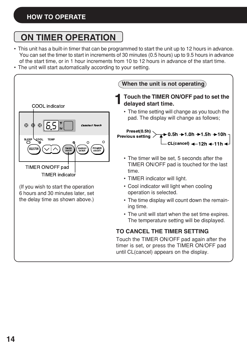 On timer operation, How to operate | Sharp AF-08ERL User Manual | Page 14 / 20