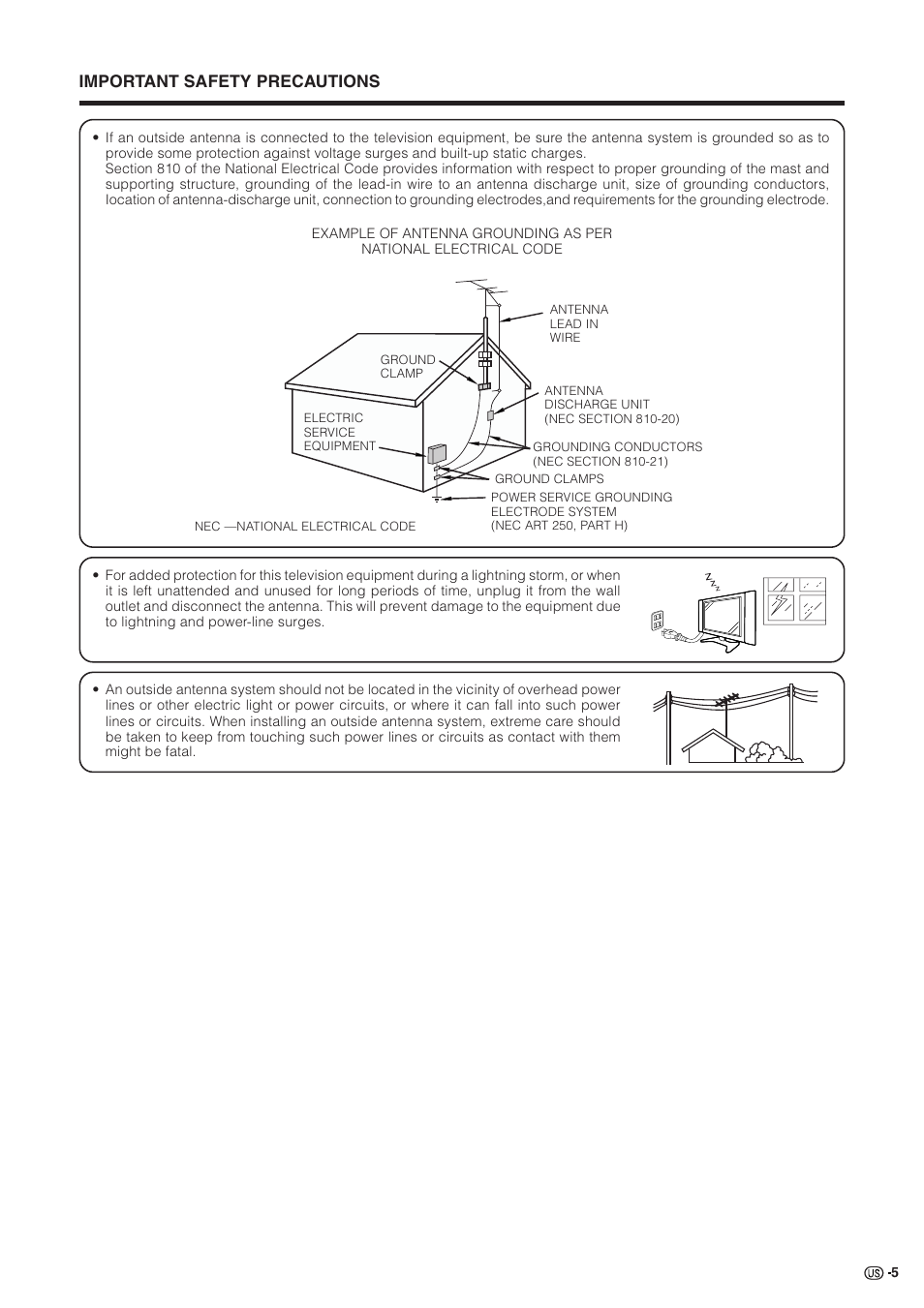 Important safety precautions | Sharp Aquos LC 30HV2U User Manual | Page 6 / 81