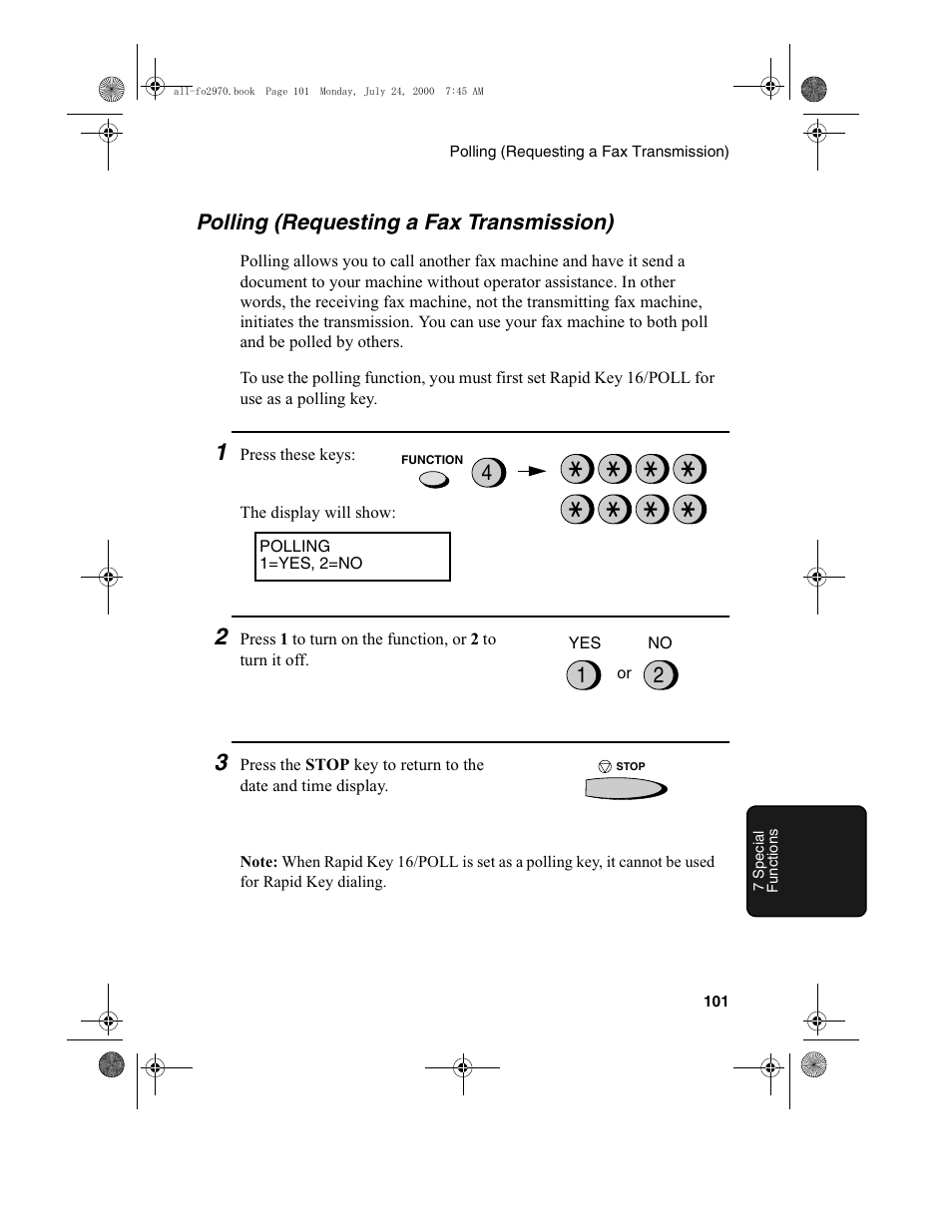 Polling (requesting a fax transmission) | Sharp FO-2970M User Manual | Page 103 / 152