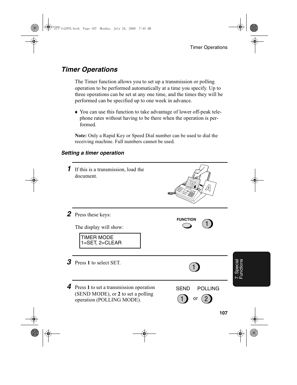 Timer operations | Sharp FO-2970M User Manual | Page 109 / 152