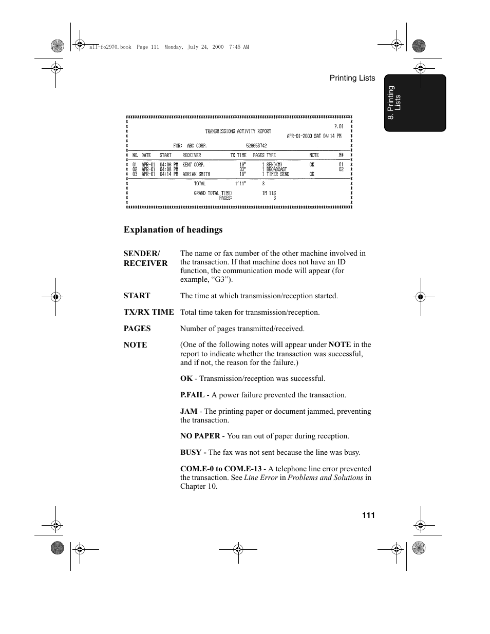 Sharp FO-2970M User Manual | Page 113 / 152