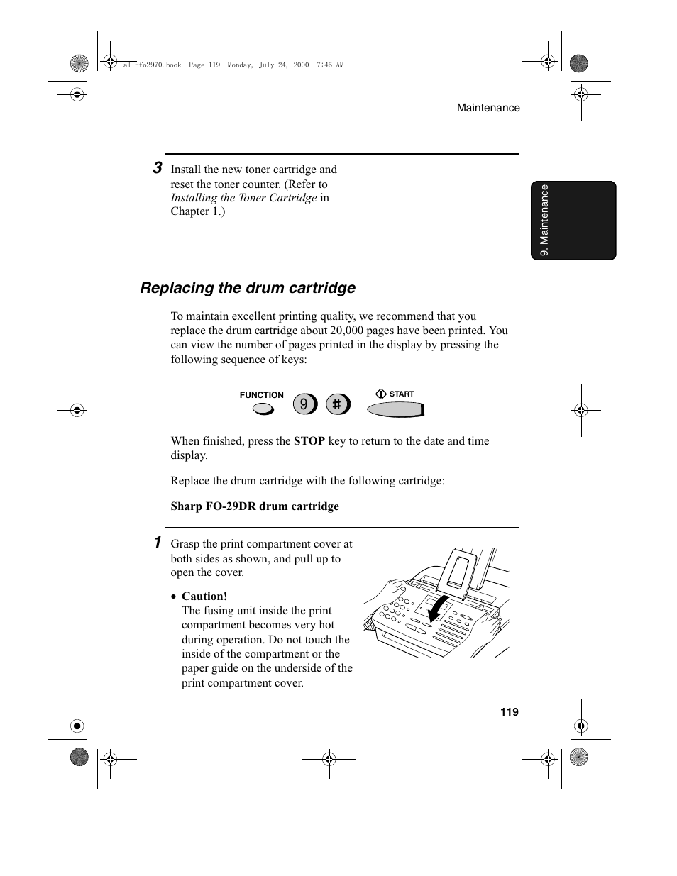 Replacing the drum cartridge | Sharp FO-2970M User Manual | Page 121 / 152