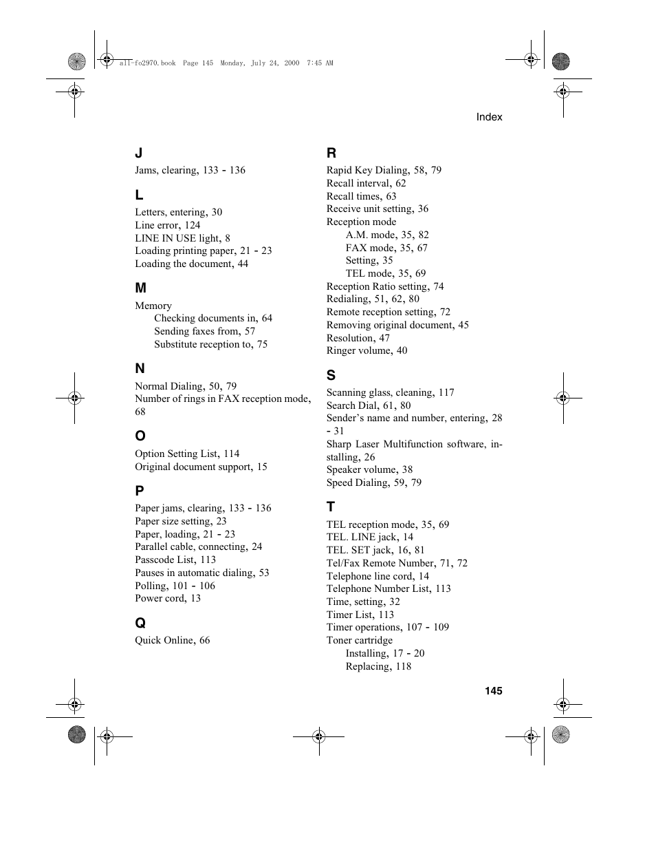 Sharp FO-2970M User Manual | Page 147 / 152