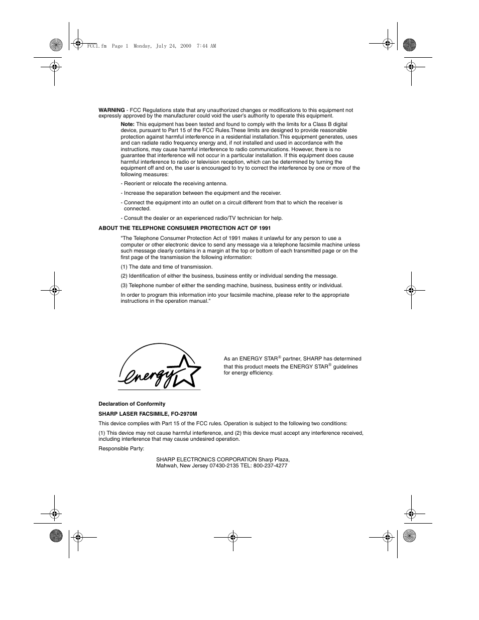 Sharp FO-2970M User Manual | Page 2 / 152