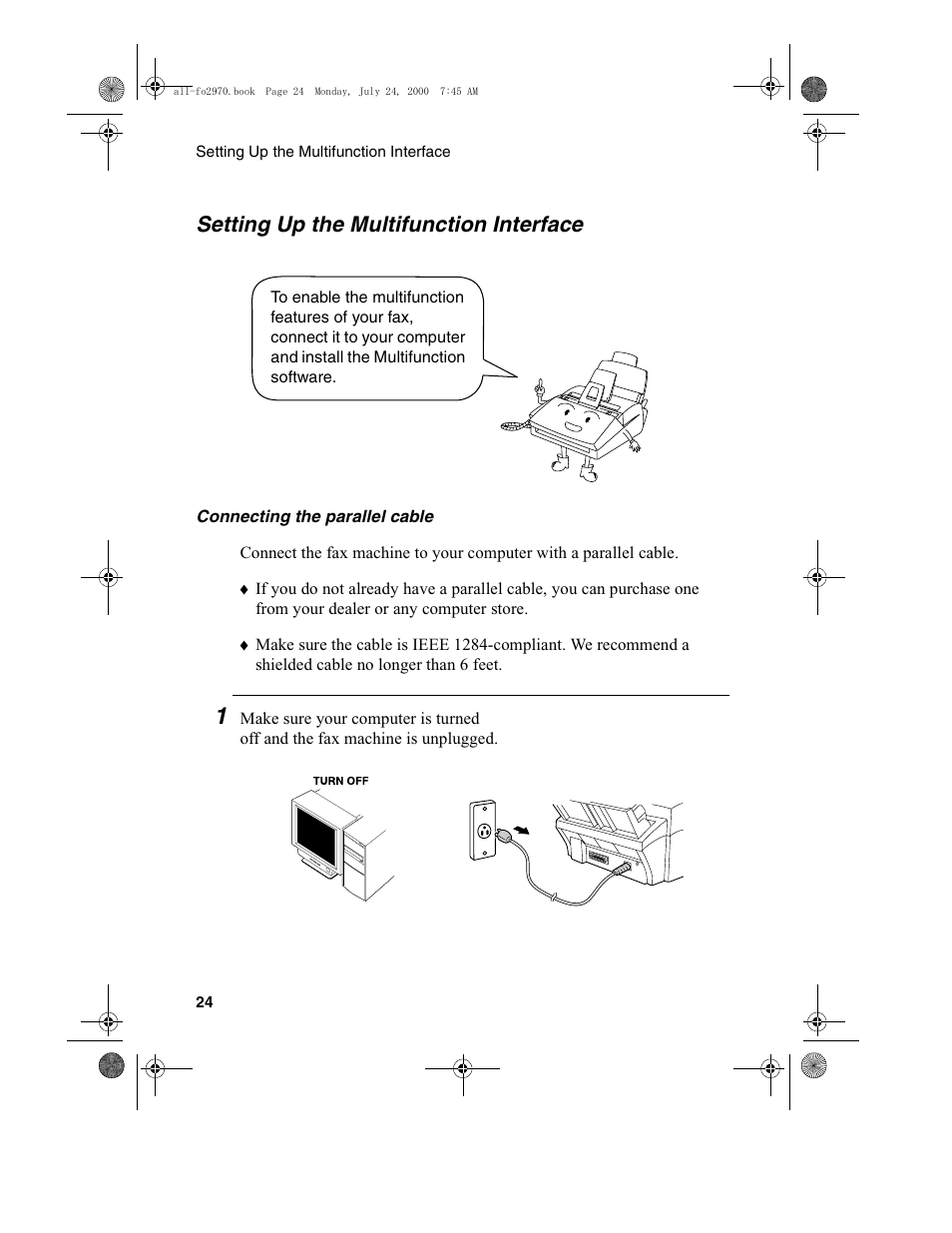 Setting up the multifunction interface | Sharp FO-2970M User Manual | Page 26 / 152