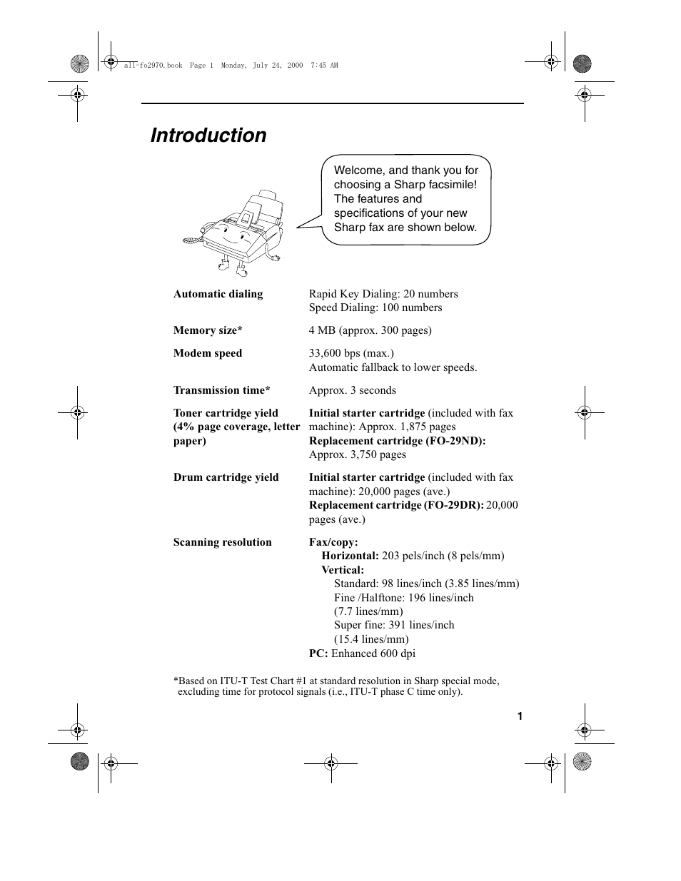 Introduction | Sharp FO-2970M User Manual | Page 3 / 152