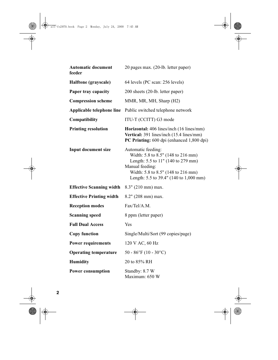 Sharp FO-2970M User Manual | Page 4 / 152