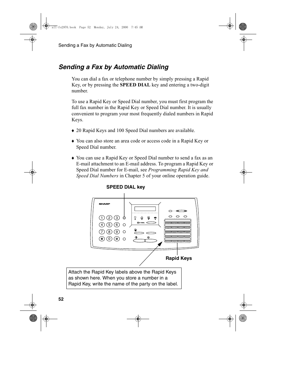 Sending a fax by automatic dialing | Sharp FO-2970M User Manual | Page 54 / 152