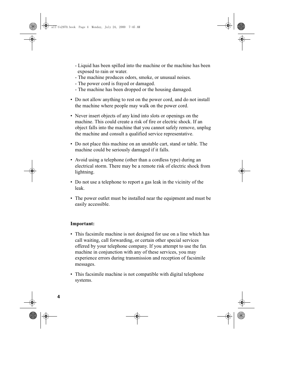 Sharp FO-2970M User Manual | Page 6 / 152