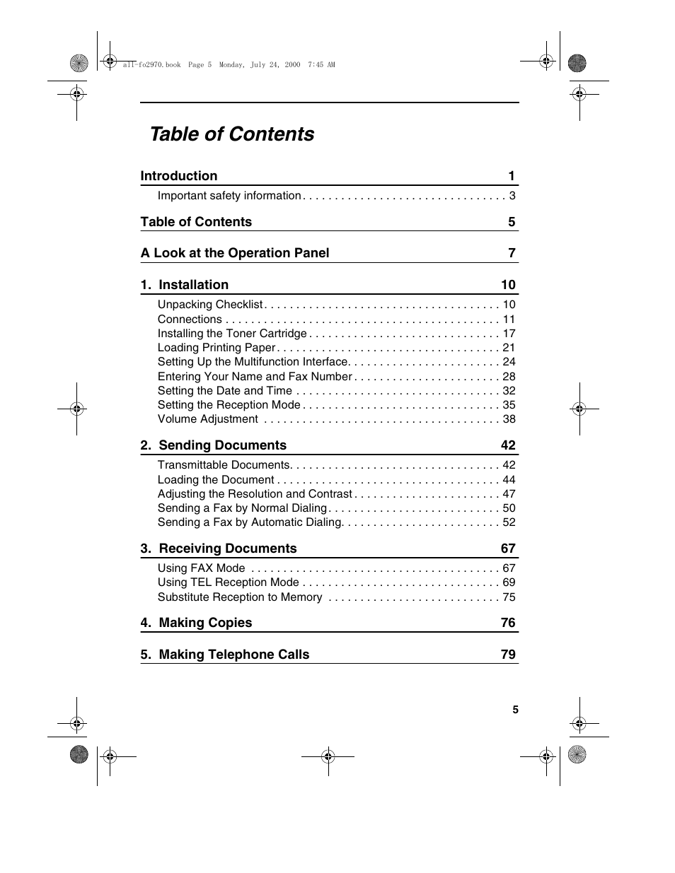 Sharp FO-2970M User Manual | Page 7 / 152