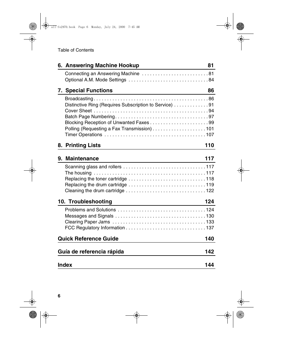 Sharp FO-2970M User Manual | Page 8 / 152