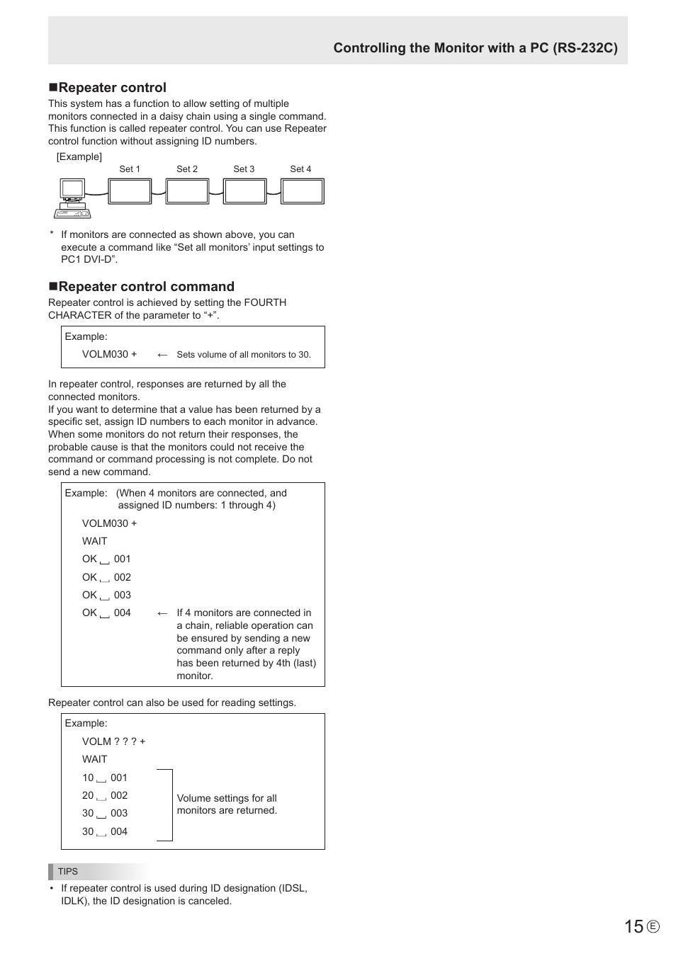 Nrepeater control command | Sharp PN-S655 User Manual | Page 15 / 30