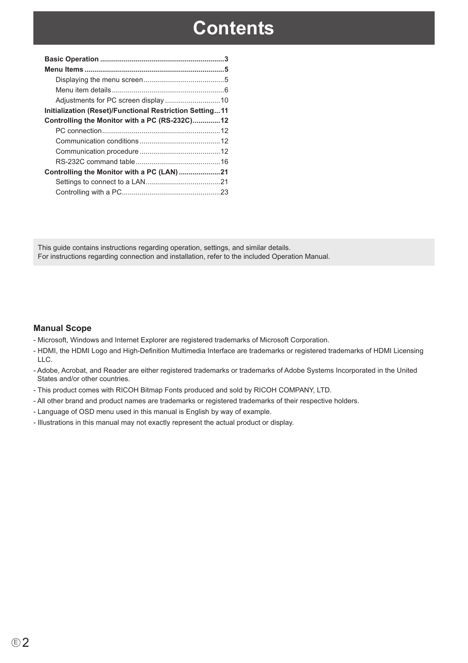 Sharp PN-S655 User Manual | Page 2 / 30