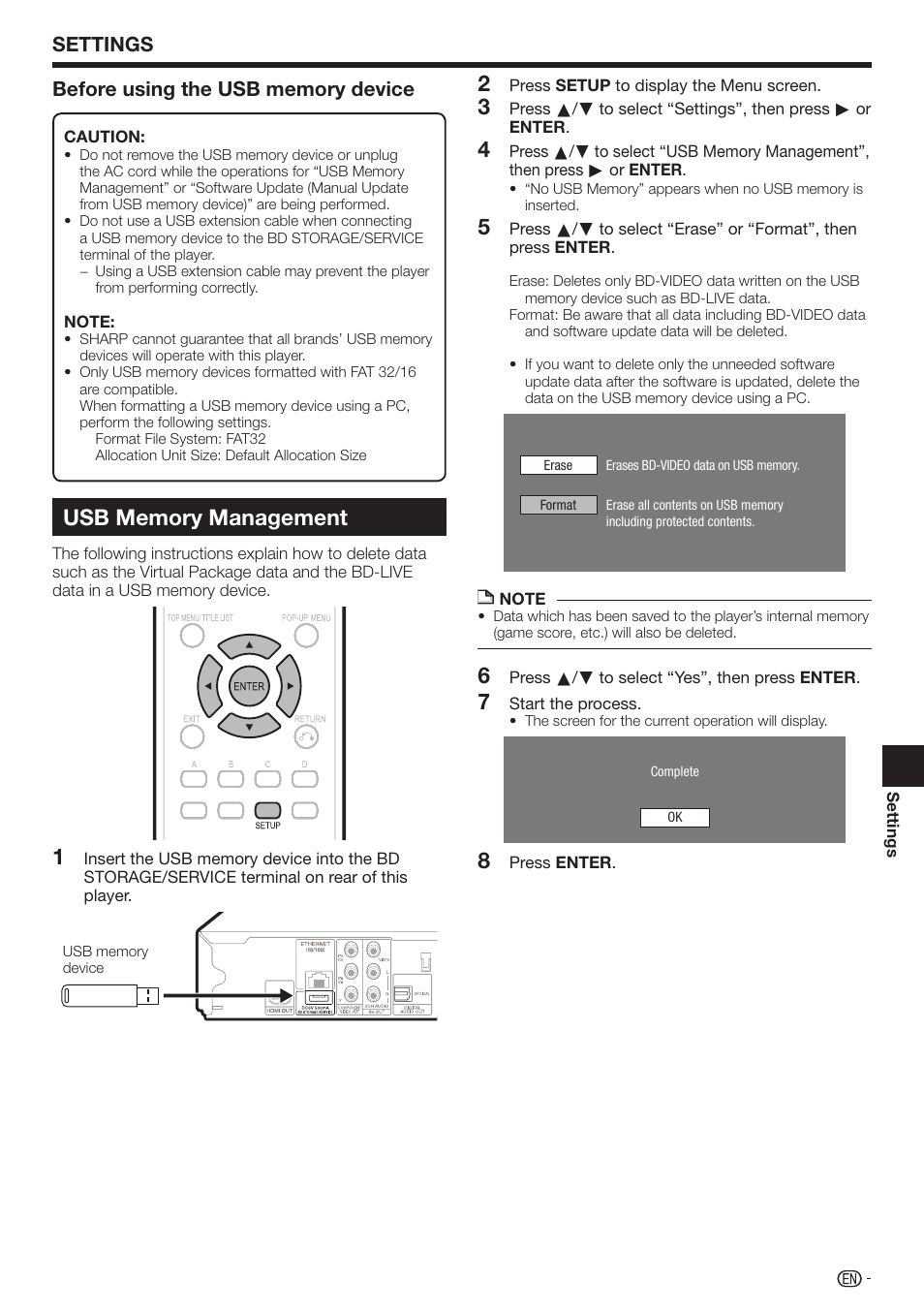 Settings | Sharp 10P01-CH-NG User Manual | Page 49 / 65