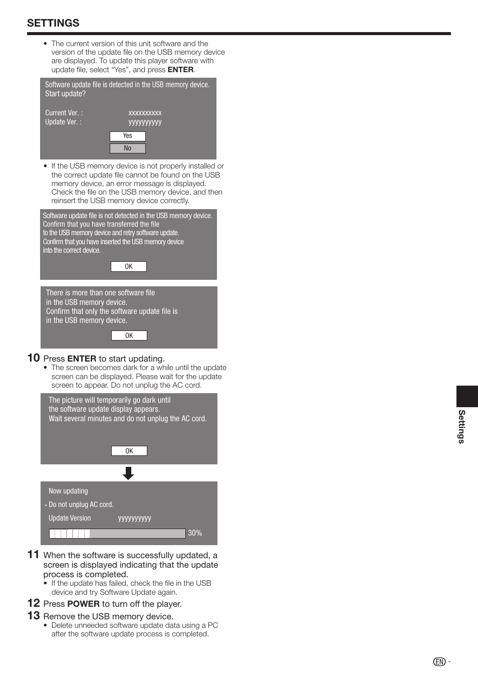 Settings | Sharp 10P01-CH-NG User Manual | Page 53 / 65