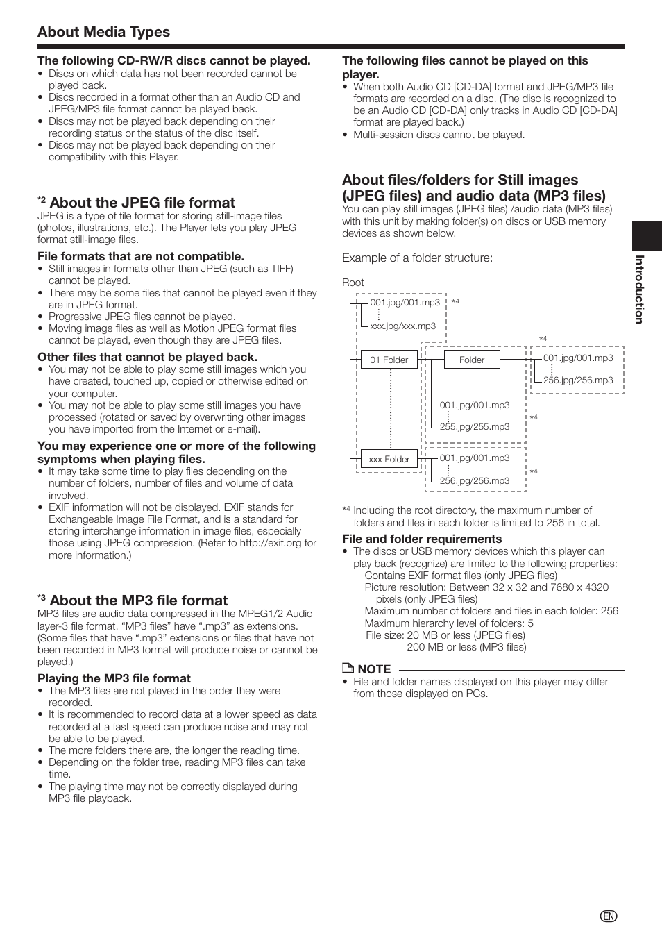 About media types, About the jpeg file format, About the mp3 file format | Sharp 10P01-CH-NG User Manual | Page 9 / 65