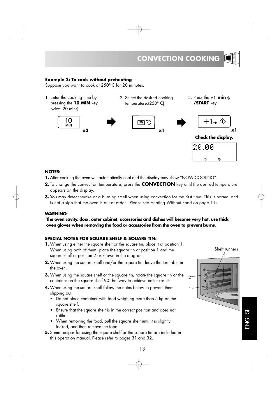 Convection cooking, English | Sharp R-963S User Manual | Page 15 / 45