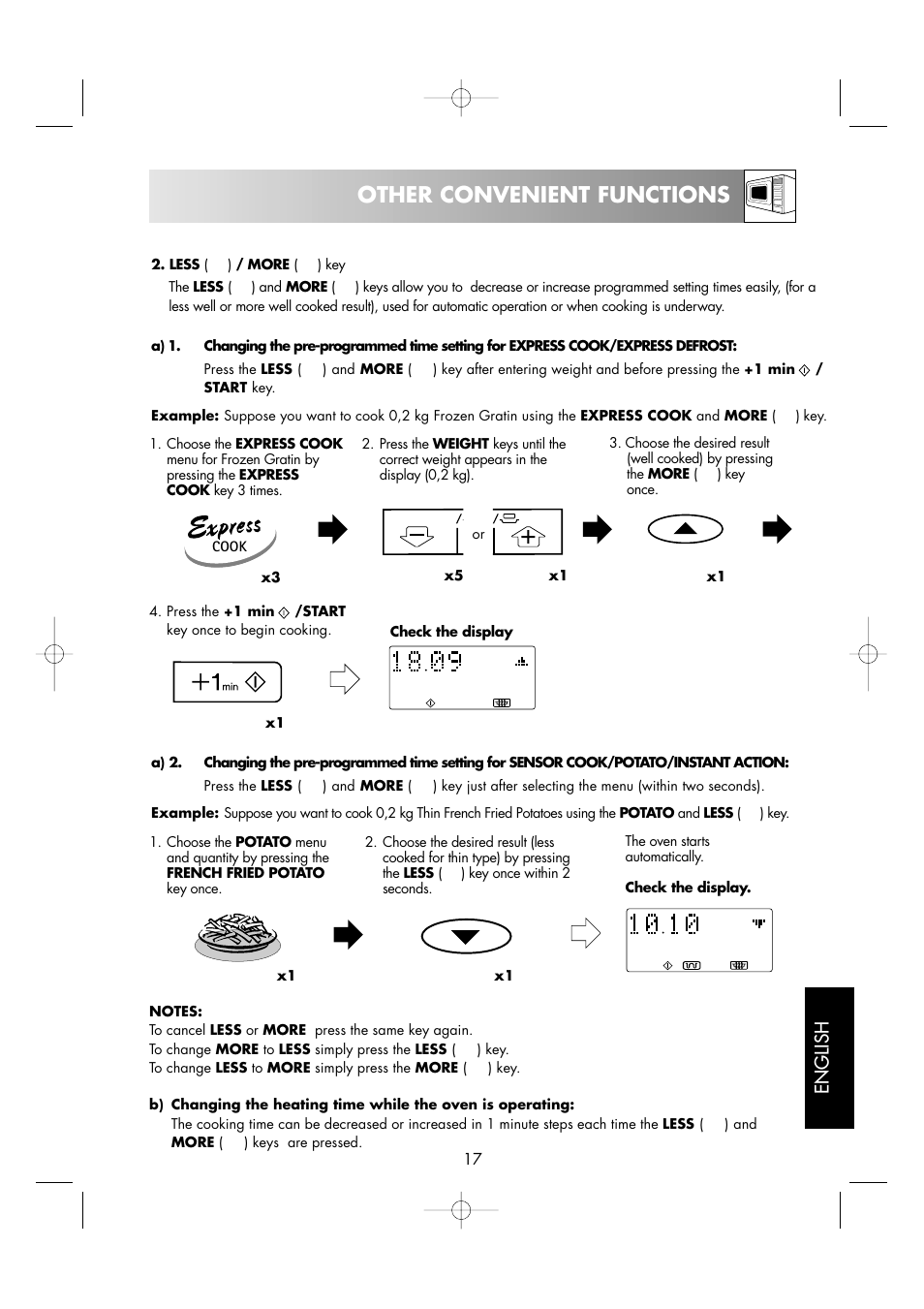 Other convenient functions, English | Sharp R-963S User Manual | Page 19 / 45