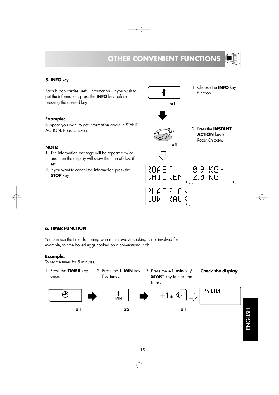 Other convenient functions, English | Sharp R-963S User Manual | Page 21 / 45
