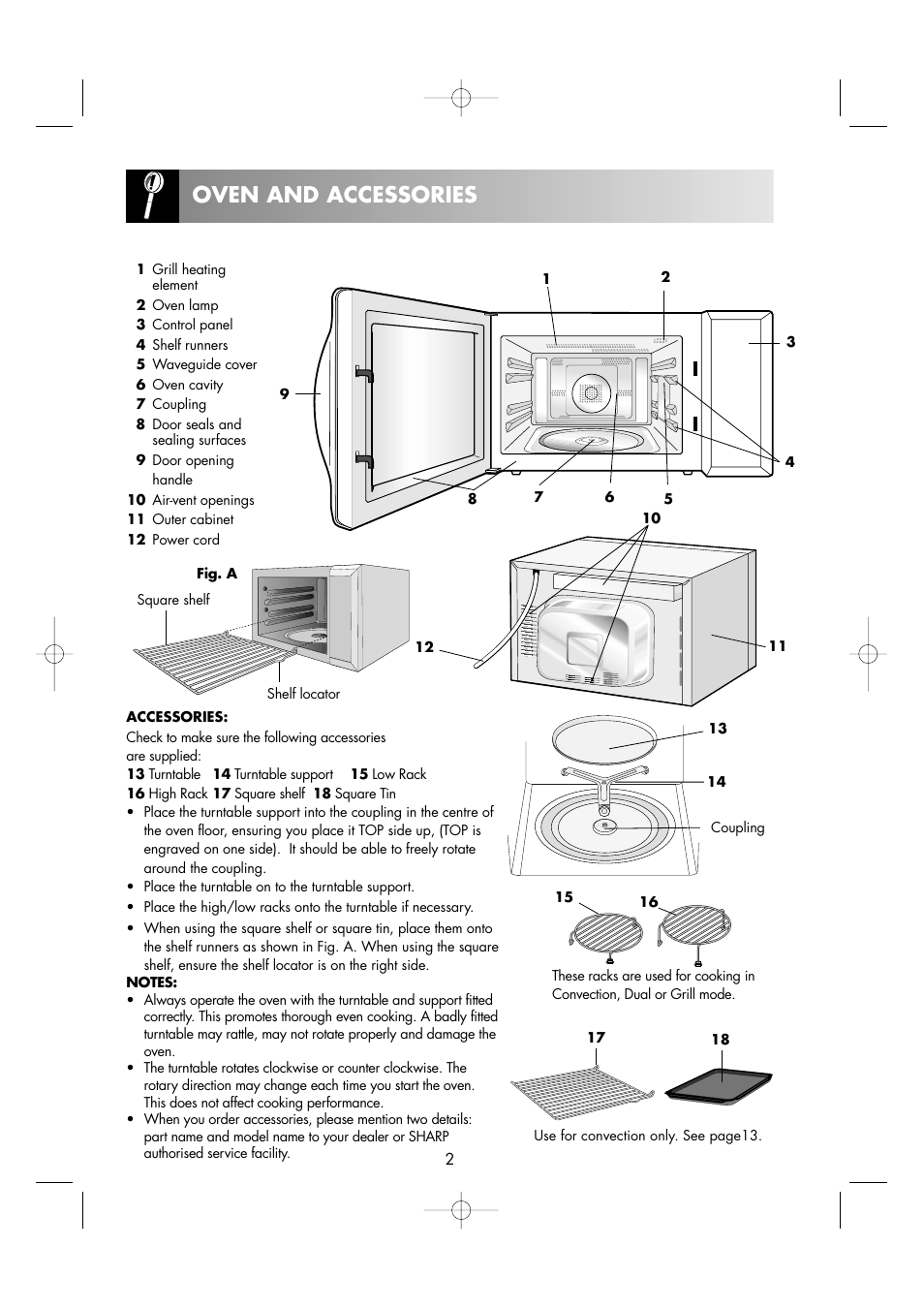 Oven and accessories | Sharp R-963S User Manual | Page 4 / 45