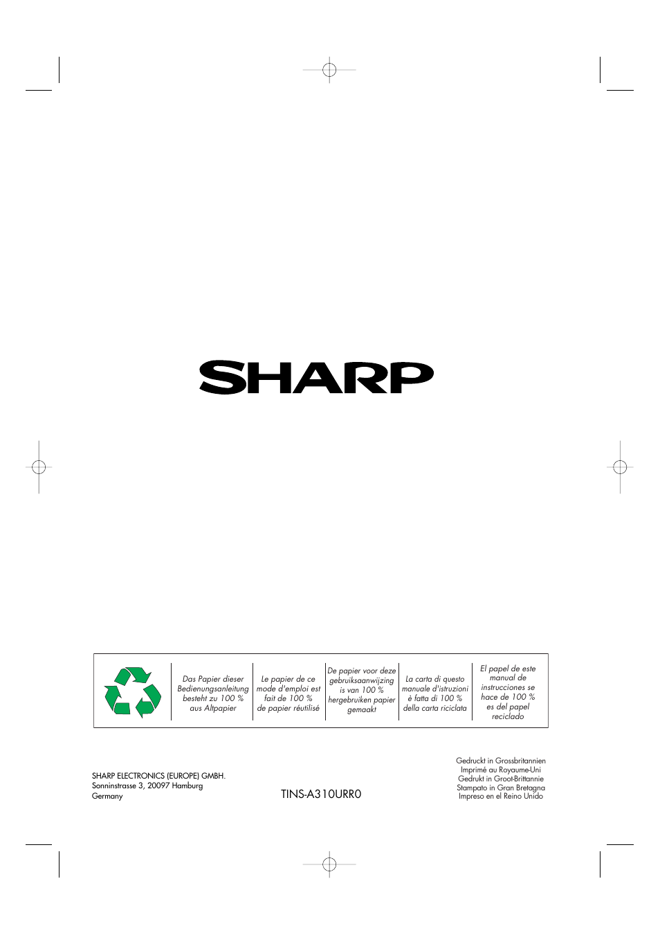 Tins-a310urr0 | Sharp R-963S User Manual | Page 45 / 45