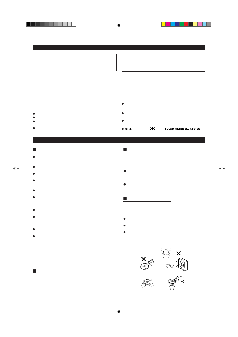 Precautions, Hgeneral, Hvolume control | Hcondensation, Continued), Hcare of compact discs | Sharp MD-X8 User Manual | Page 3 / 60