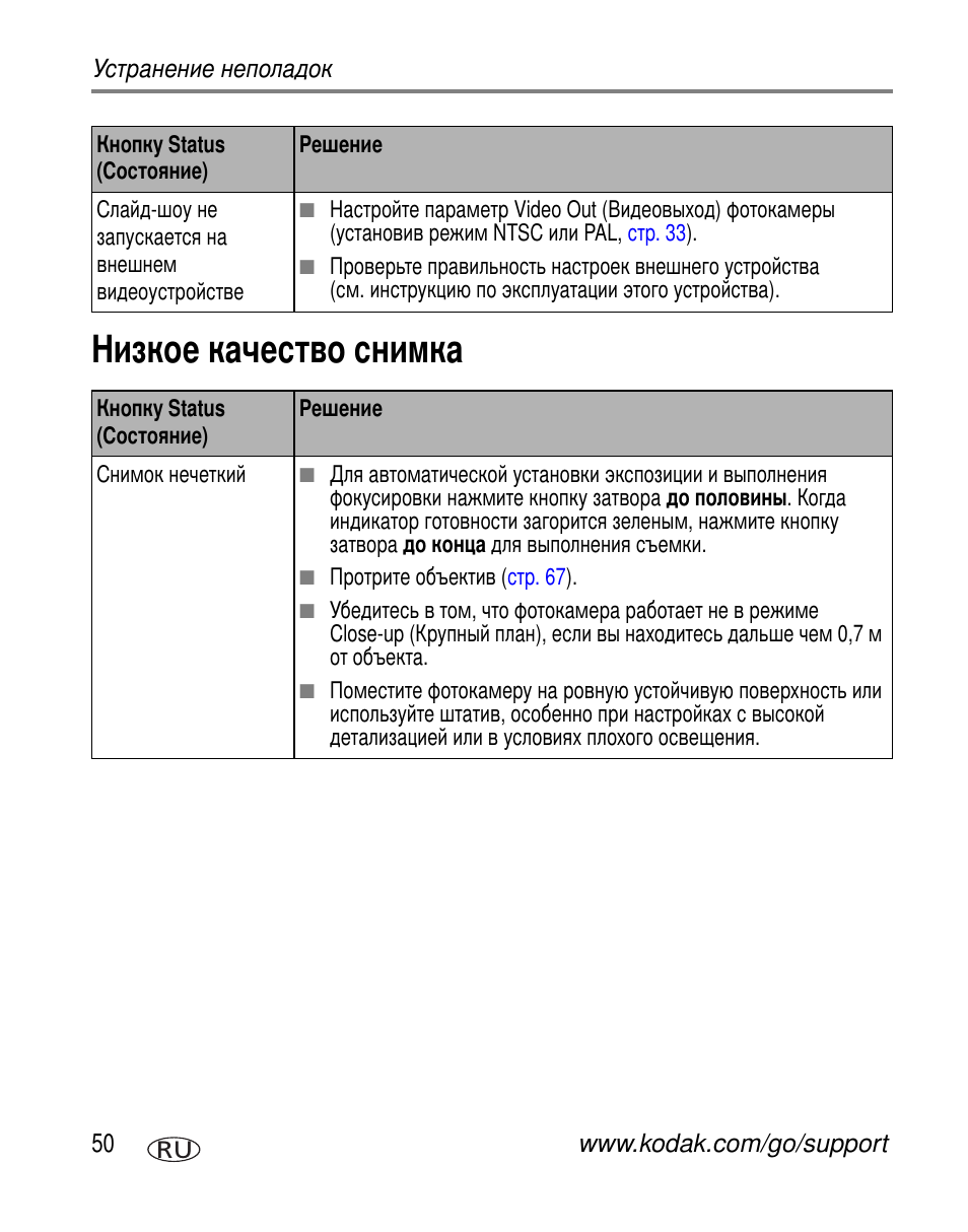 Низкое качество снимка | Kodak C360 User Manual | Page 56 / 86