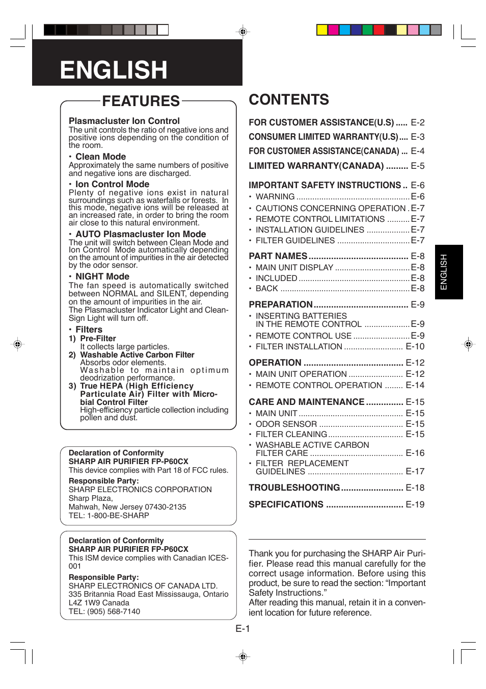 Sharp FP-P60CX User Manual | Page 3 / 21