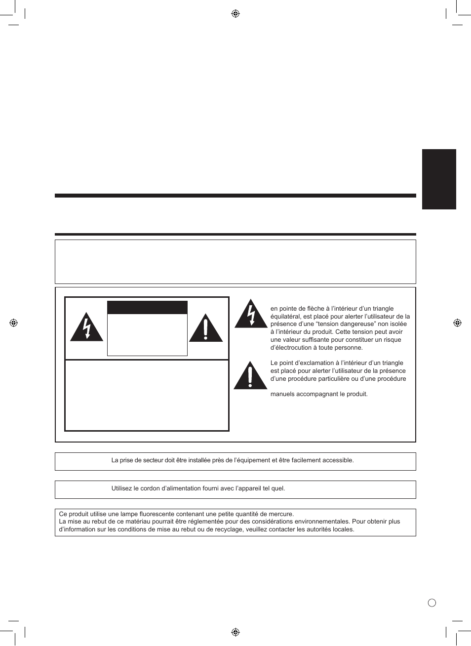 Moniteur lcd, Information importante, Avertissement | Français | Sharp TINSE1145MPZZ(1) User Manual | Page 15 / 40