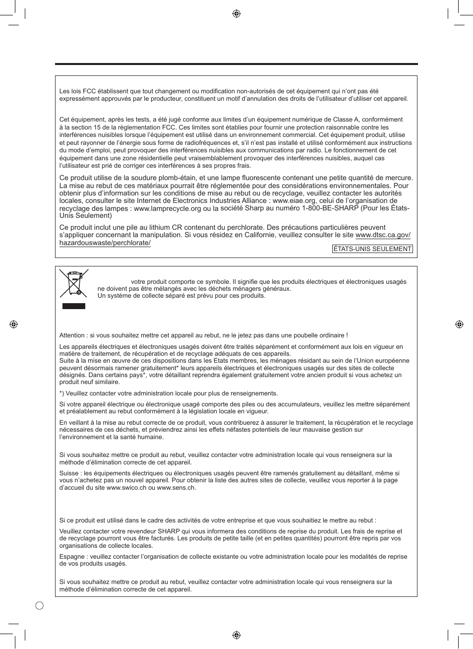 Information importante (suite) | Sharp TINSE1145MPZZ(1) User Manual | Page 16 / 40