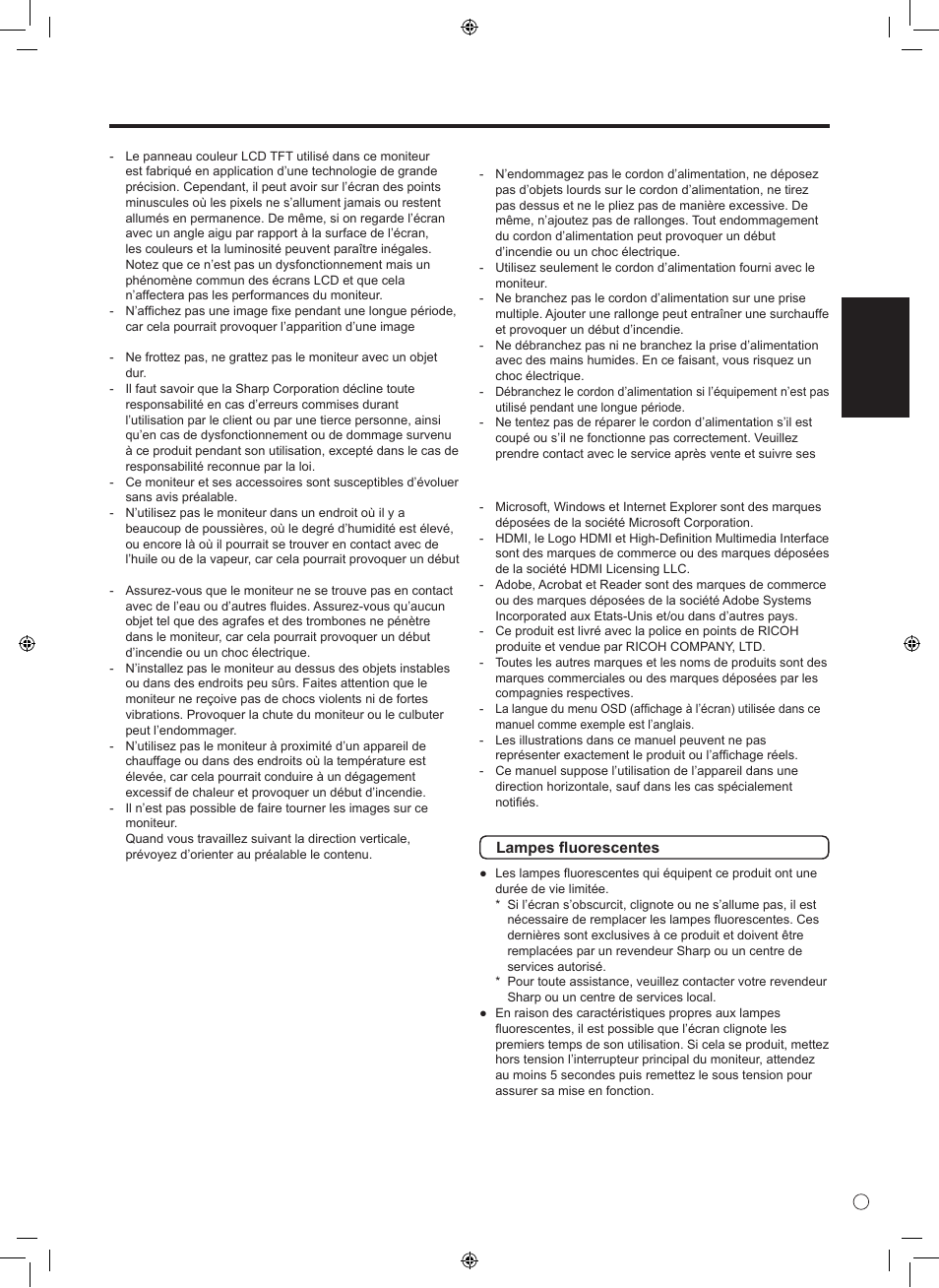 Conseils et mesures de sécurité, Français | Sharp TINSE1145MPZZ(1) User Manual | Page 19 / 40