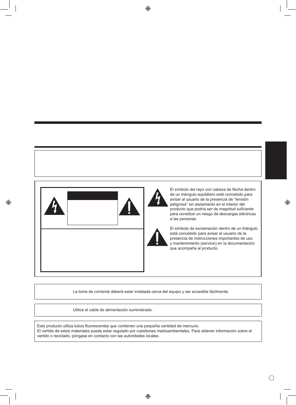 Monitor lcd, Español, Información importante | Advertencia, Esp añol | Sharp TINSE1145MPZZ(1) User Manual | Page 27 / 40