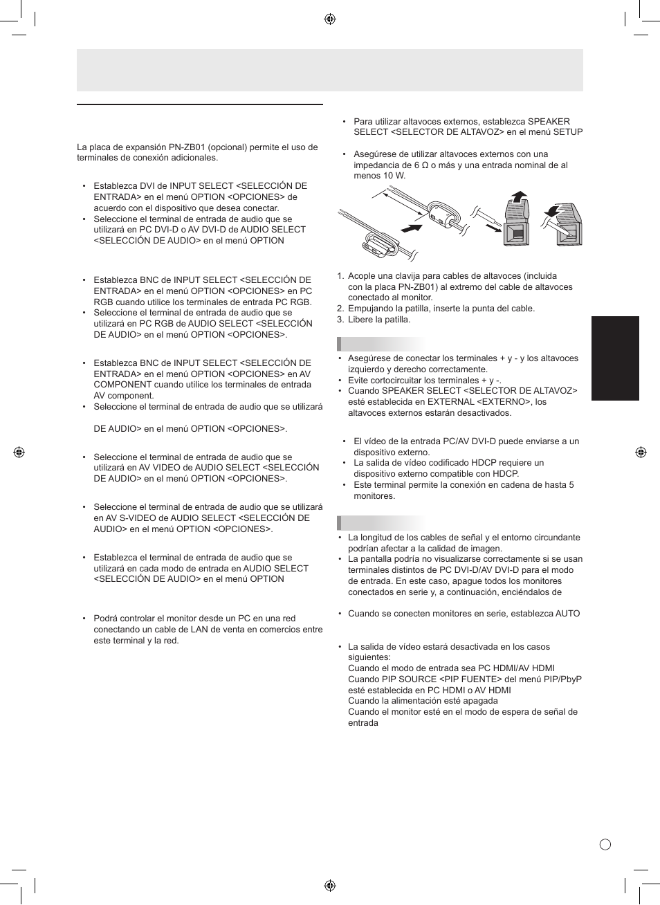 Esp añol, Conexión de equipos periféricos | Sharp TINSE1145MPZZ(1) User Manual | Page 35 / 40