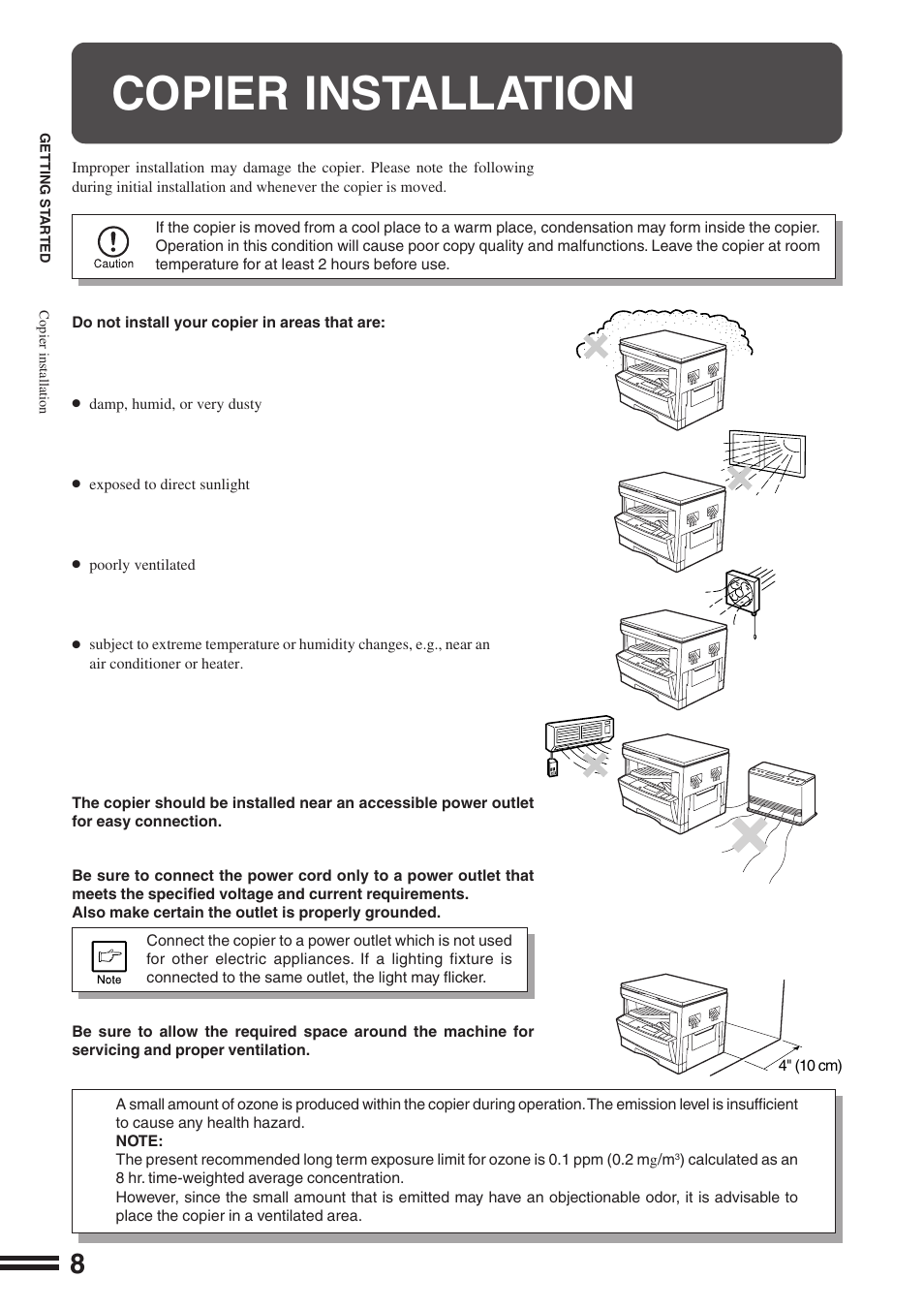 Copier installation | Sharp AR-162S User Manual | Page 10 / 68