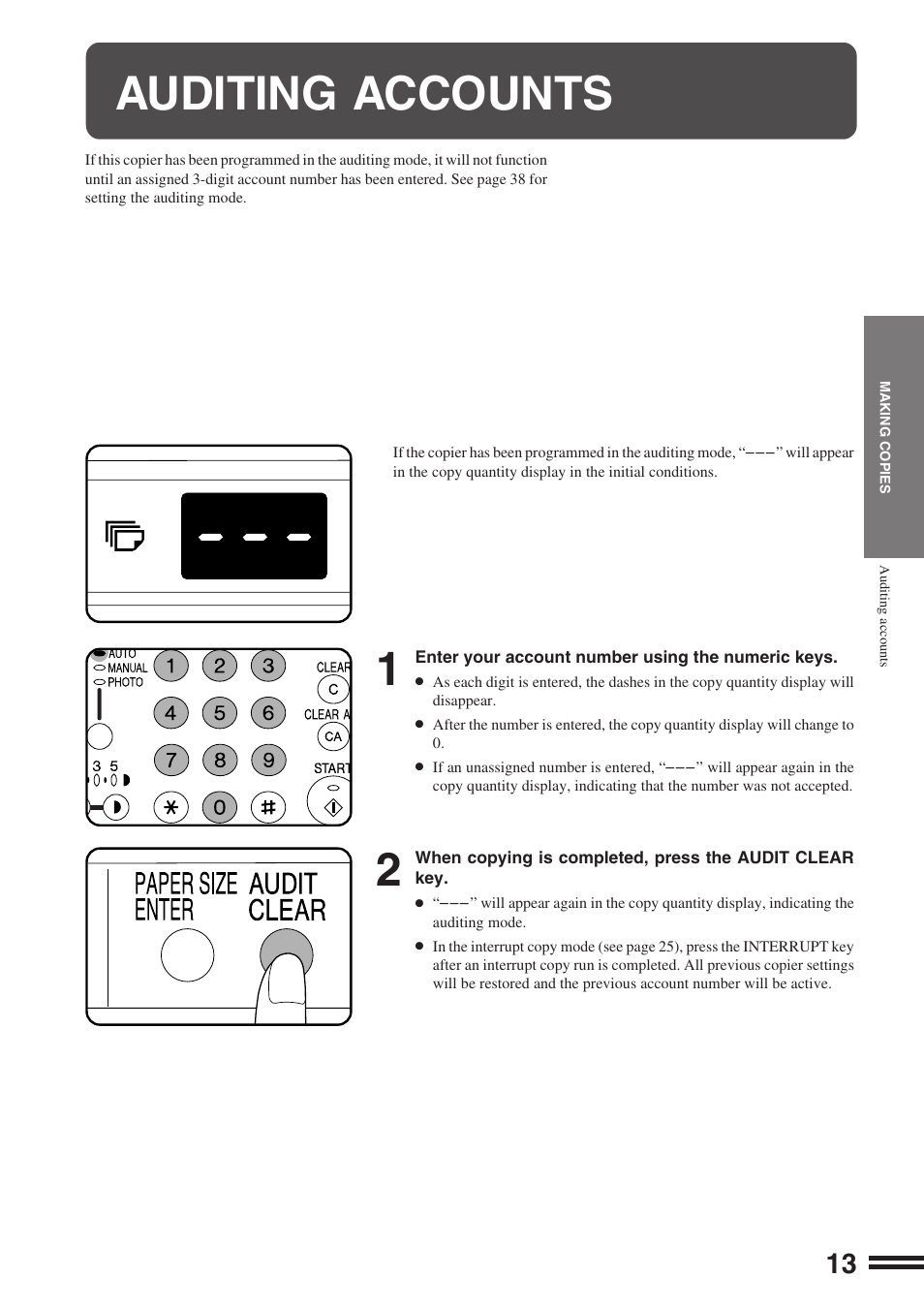 Auditing accounts | Sharp AR-162S User Manual | Page 15 / 68