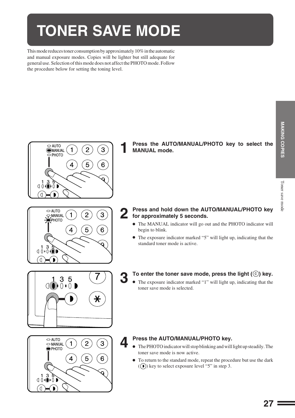 Toner save mode | Sharp AR-162S User Manual | Page 29 / 68