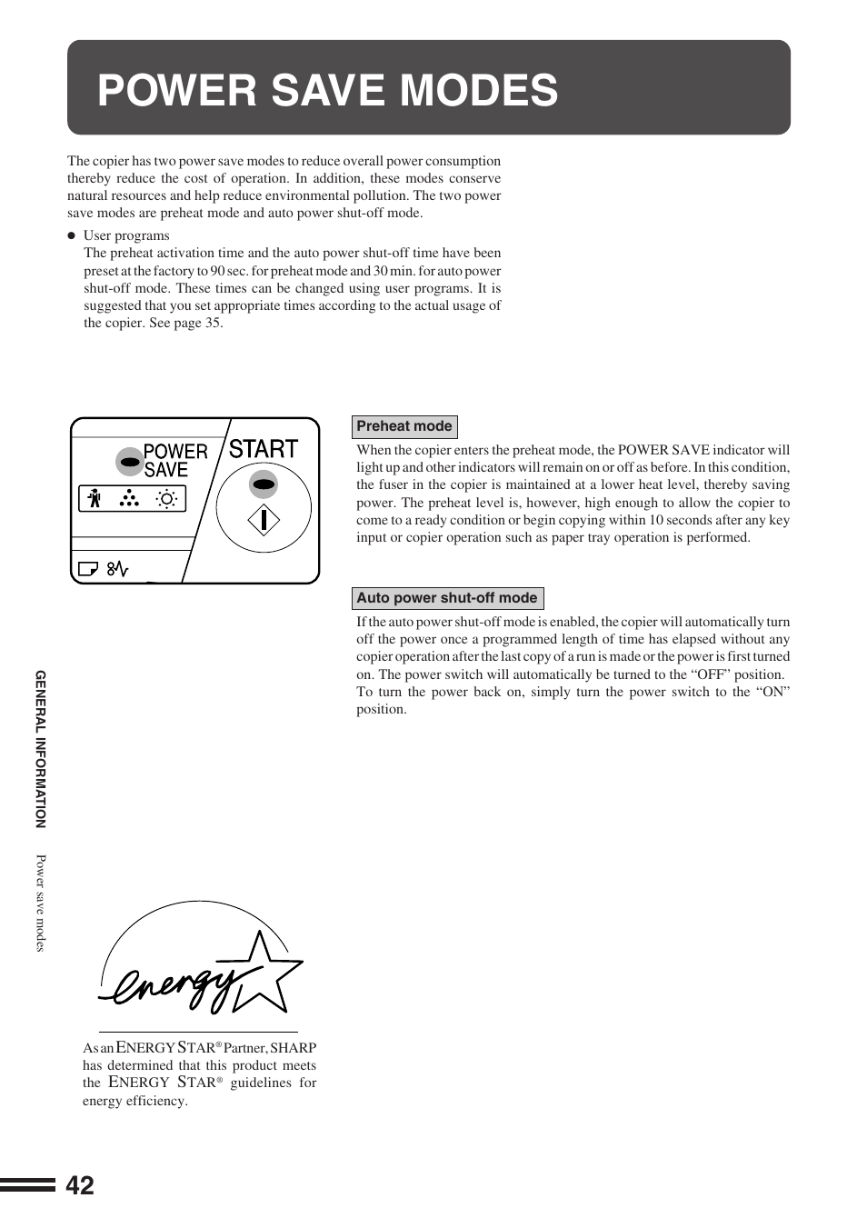 Power save modes | Sharp AR-162S User Manual | Page 44 / 68