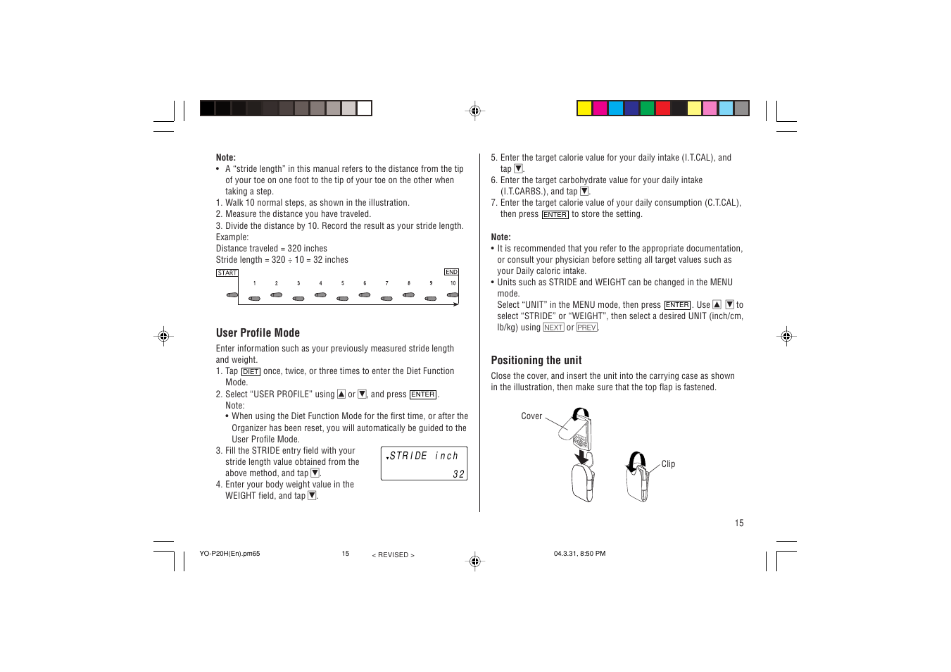 Sharp YO-P20H User Manual | Page 17 / 32