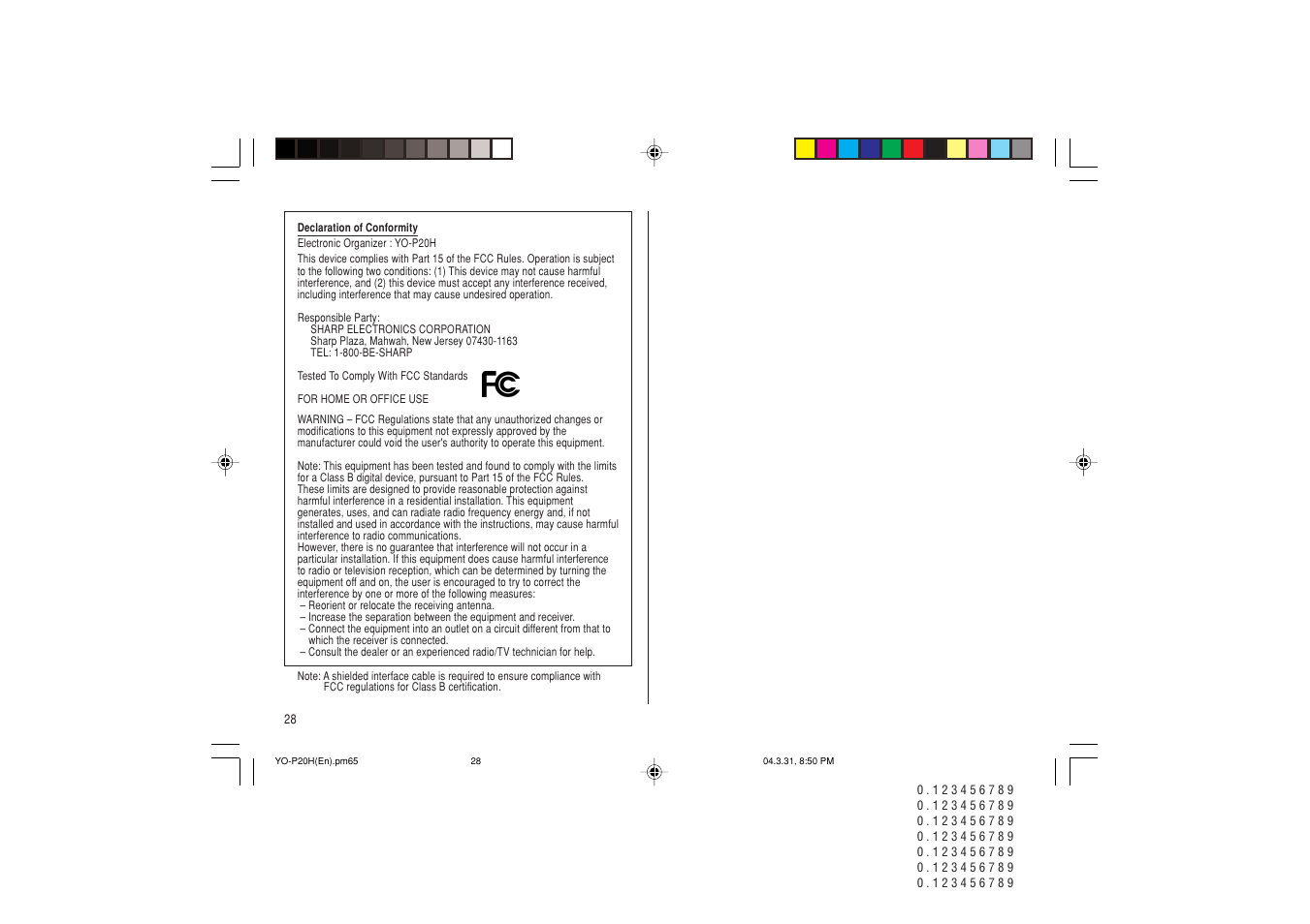 Sharp YO-P20H User Manual | Page 30 / 32