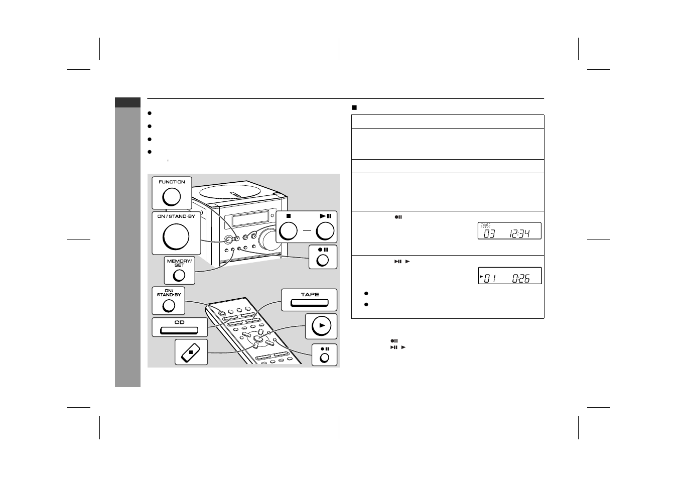 Recording to a cassette tape, Ta p e recor d ing | Sharp XL-35H User Manual | Page 24 / 33