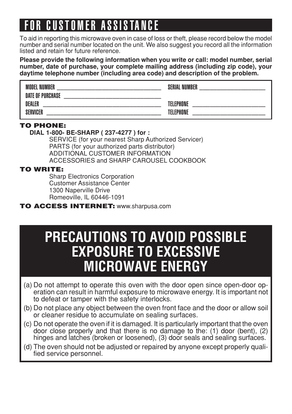 Sharp R-216L User Manual | Page 2 / 44