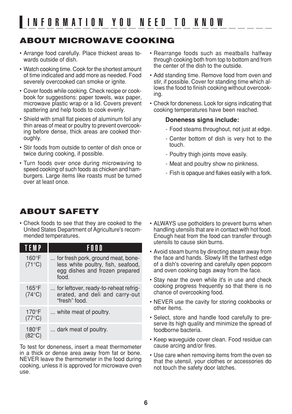 About microwave cooking, About safety | Sharp R-216L User Manual | Page 8 / 44