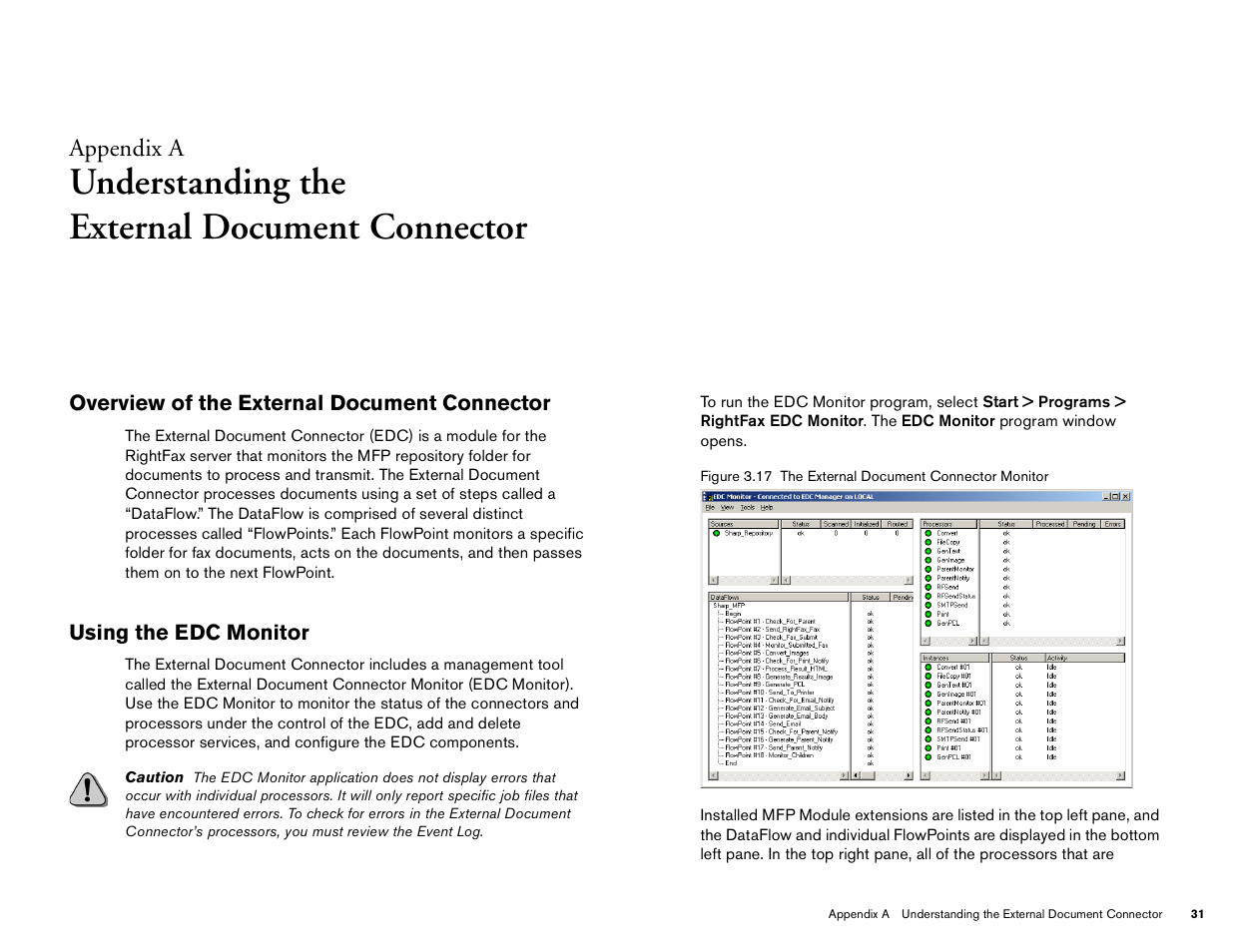 Understanding the external document connector, Overview of the external document connector, Using the edc monitor | Appendix a, Understanding the, External document connector, Understanding the external document, Connector | Sharp Version 2.5 User Manual | Page 31 / 36