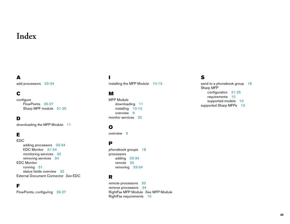 Index | Sharp Version 2.5 User Manual | Page 35 / 36