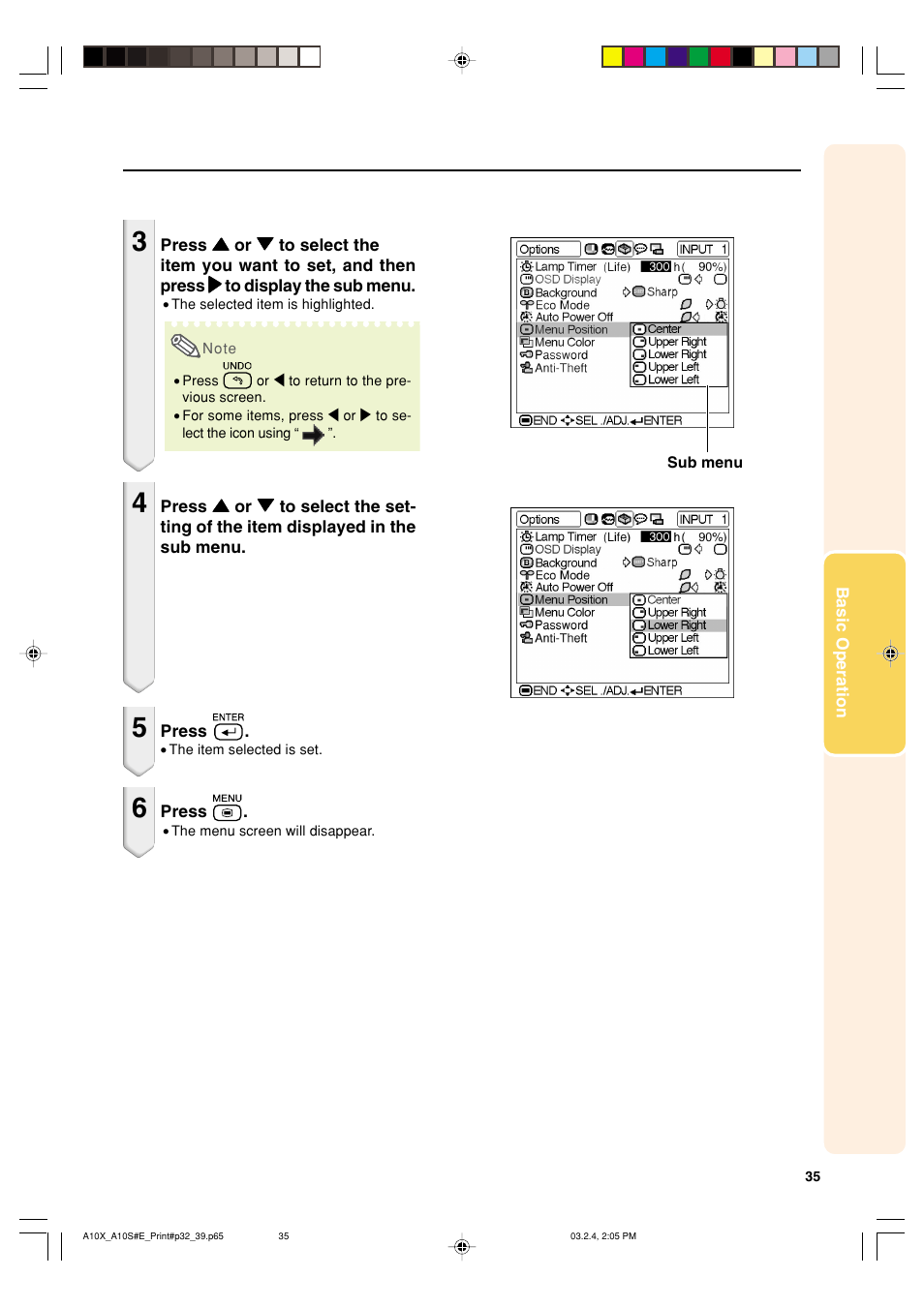 Sharp PG-A10S User Manual | Page 39 / 103