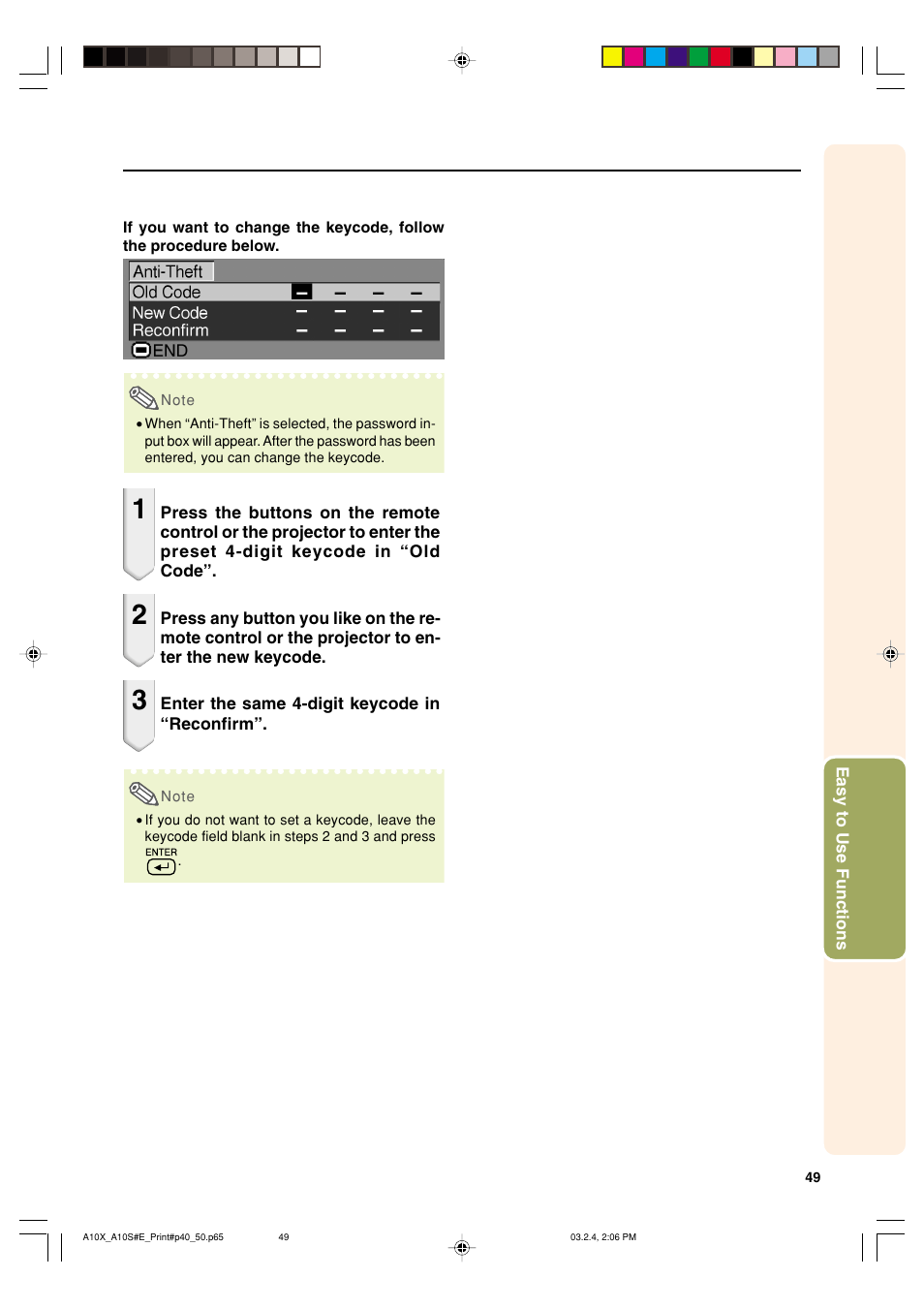 Sharp PG-A10S User Manual | Page 53 / 103