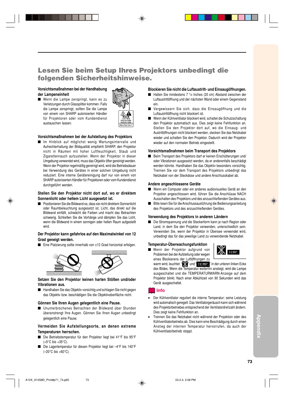 Appendix | Sharp PG-A10S User Manual | Page 77 / 103