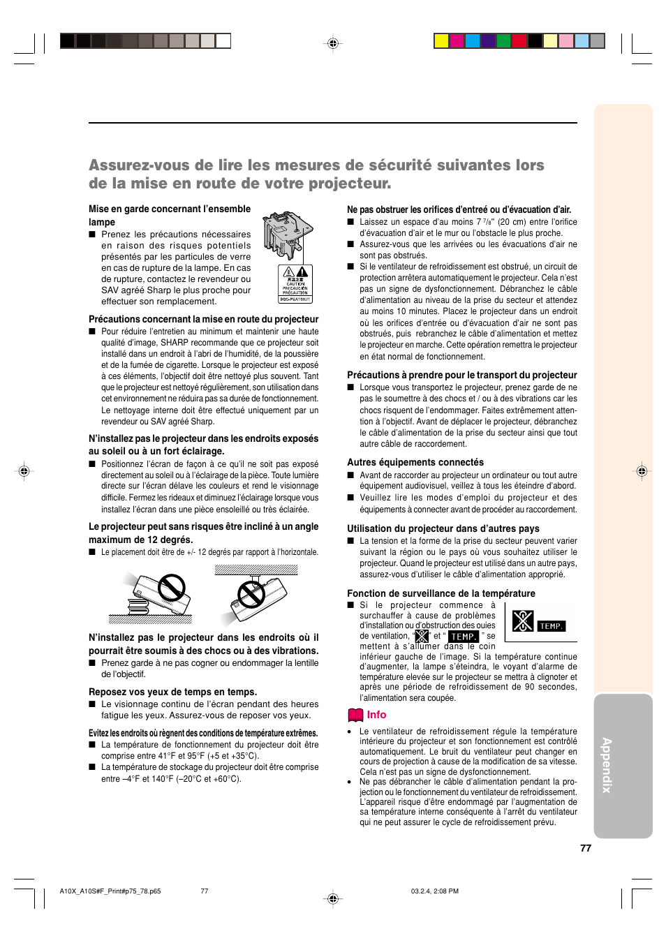 Appendix | Sharp PG-A10S User Manual | Page 81 / 103