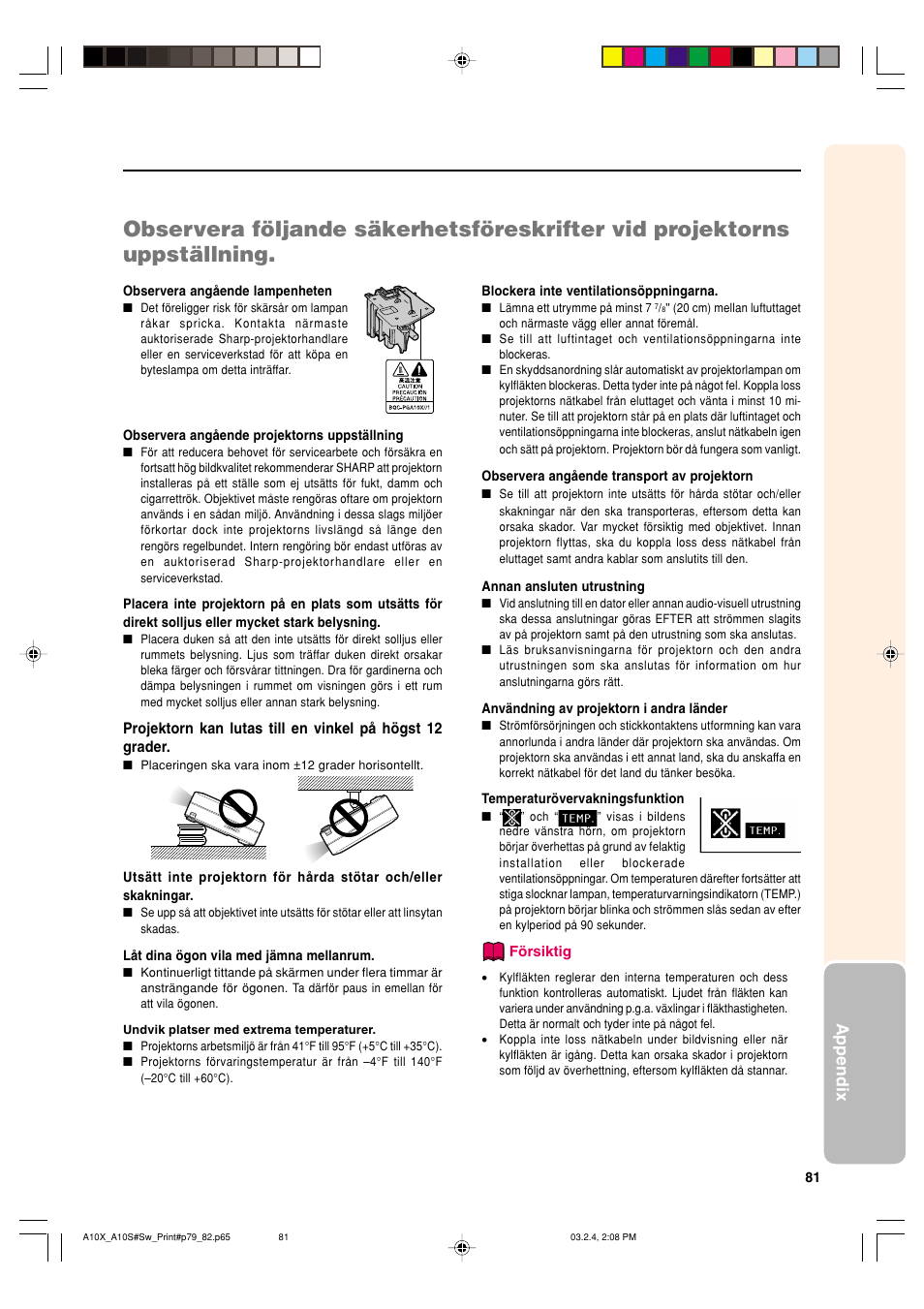 Appendix | Sharp PG-A10S User Manual | Page 85 / 103