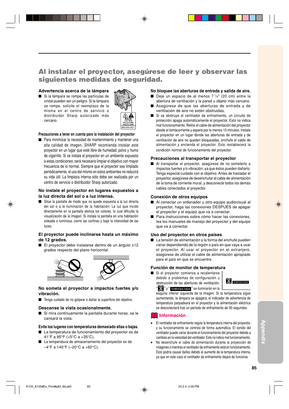 Appendix | Sharp PG-A10S User Manual | Page 89 / 103